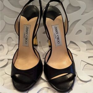 Jimmy Choo Black Stiletto Slingback Heels